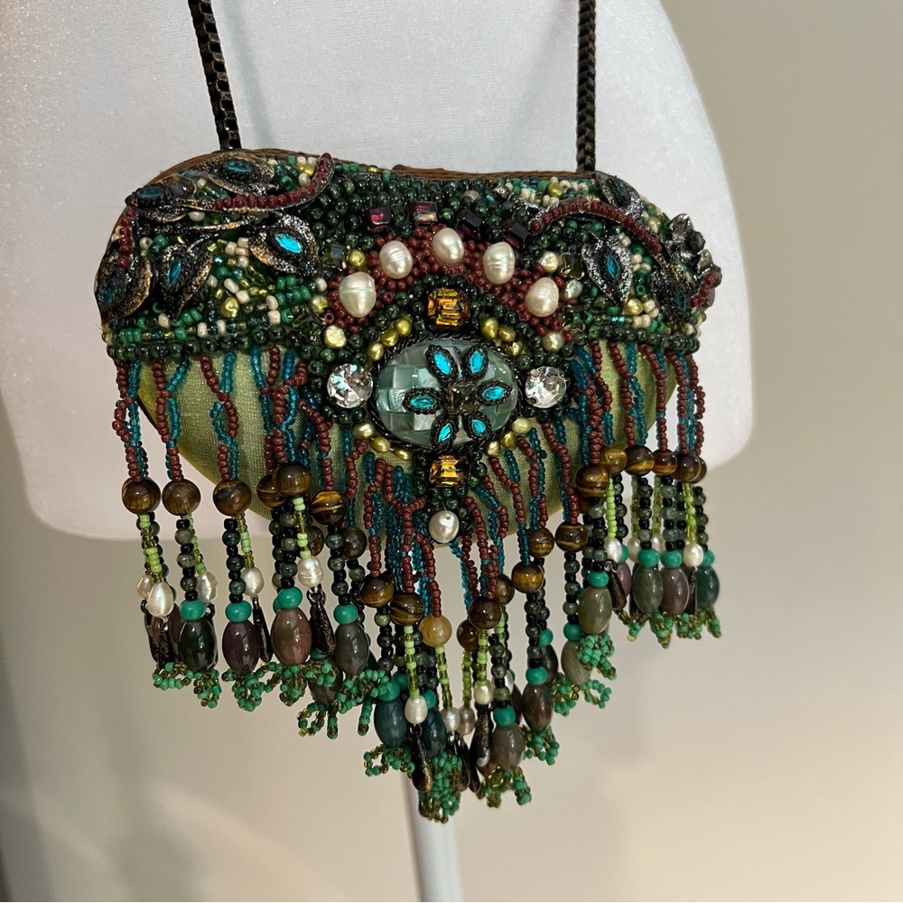 Mary Frances green beaded purse